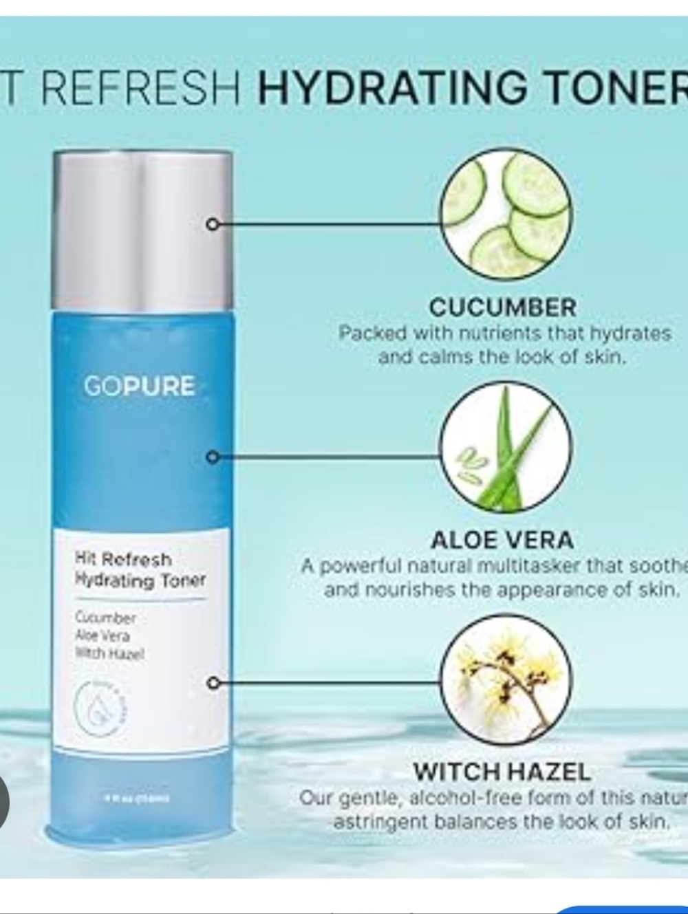 New In Box Gopure Toner 4oz Toner Go Pure